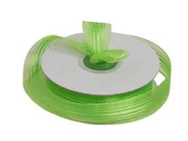 25 Yard 7/8" DIY Apple Green Organza Ribbon With Satin Stripes For Craft Dress Wedding