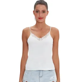 Amy Fashion - Casual Soft Elastic Cotton Lace Tank Tops