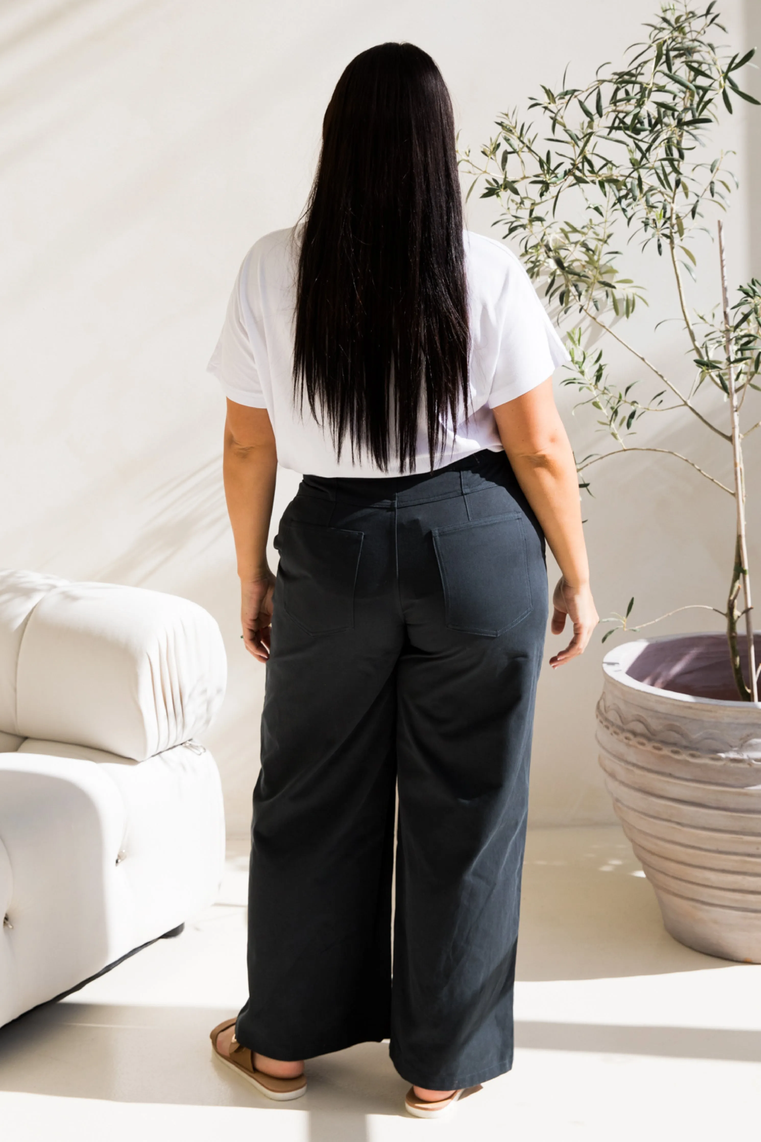 Audrey Wide Leg Pant | Mid Charcoal | FINAL SALE