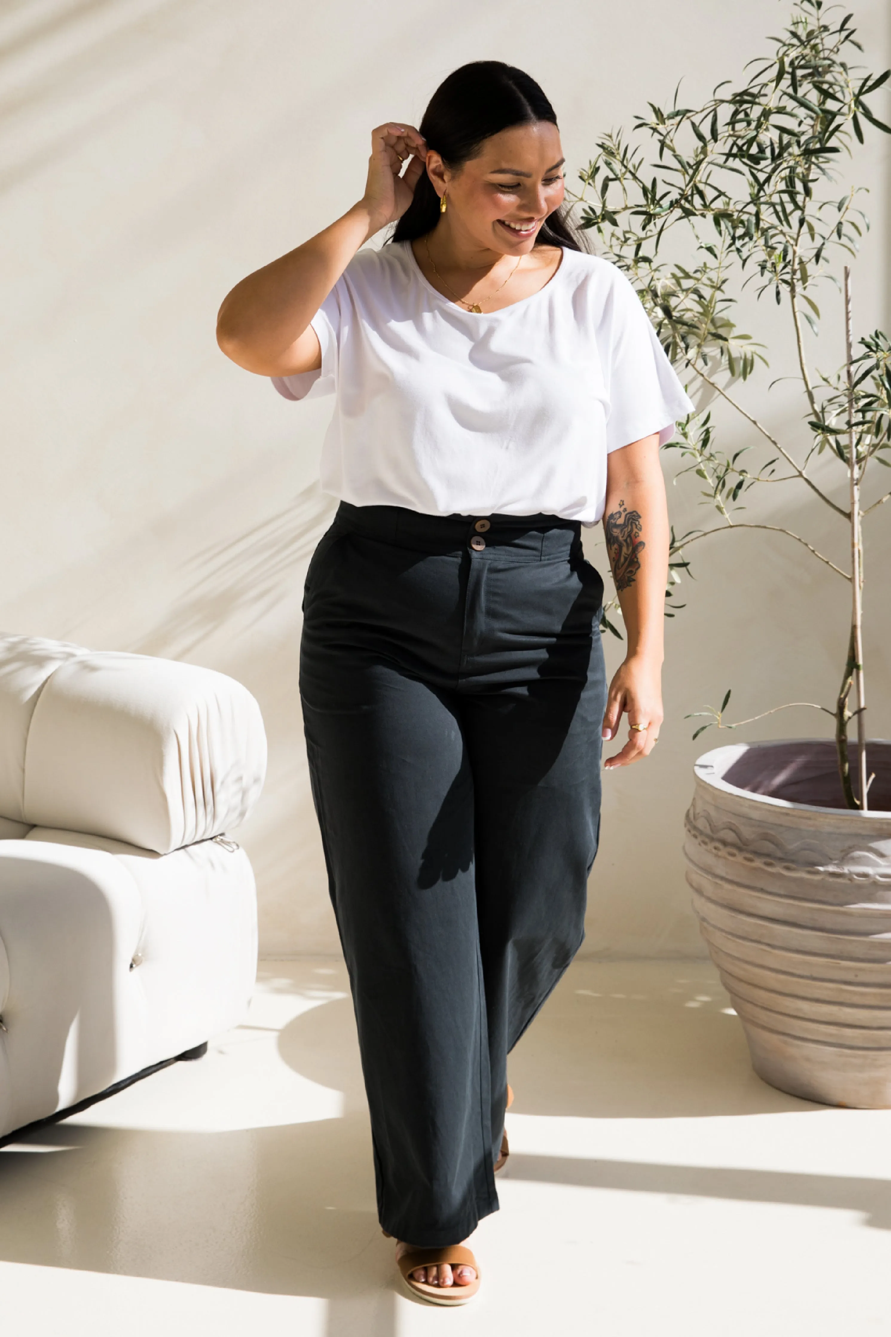 Audrey Wide Leg Pant | Mid Charcoal | FINAL SALE