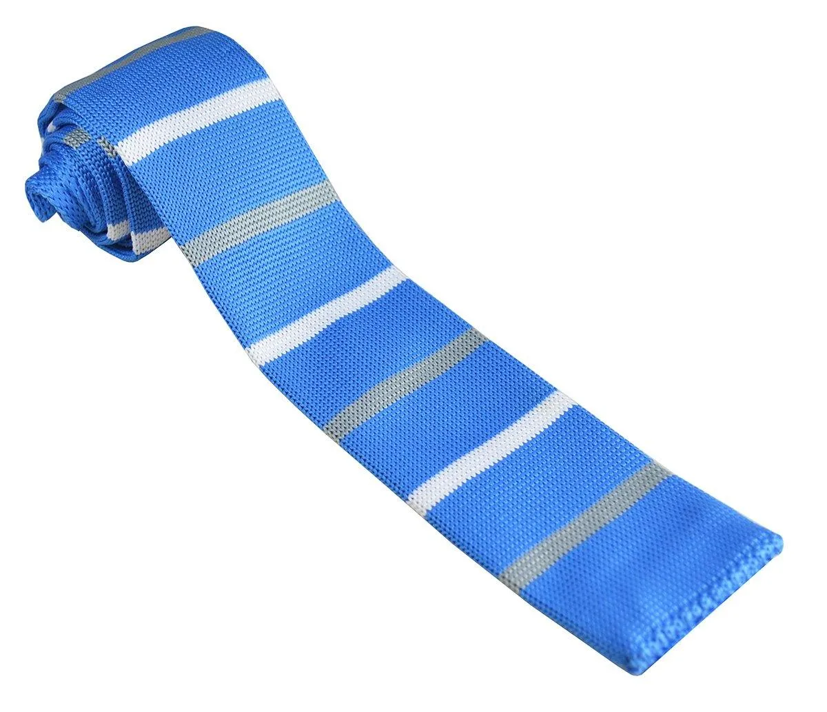 Baby Blue Striped Knit Tie by Paul Malone