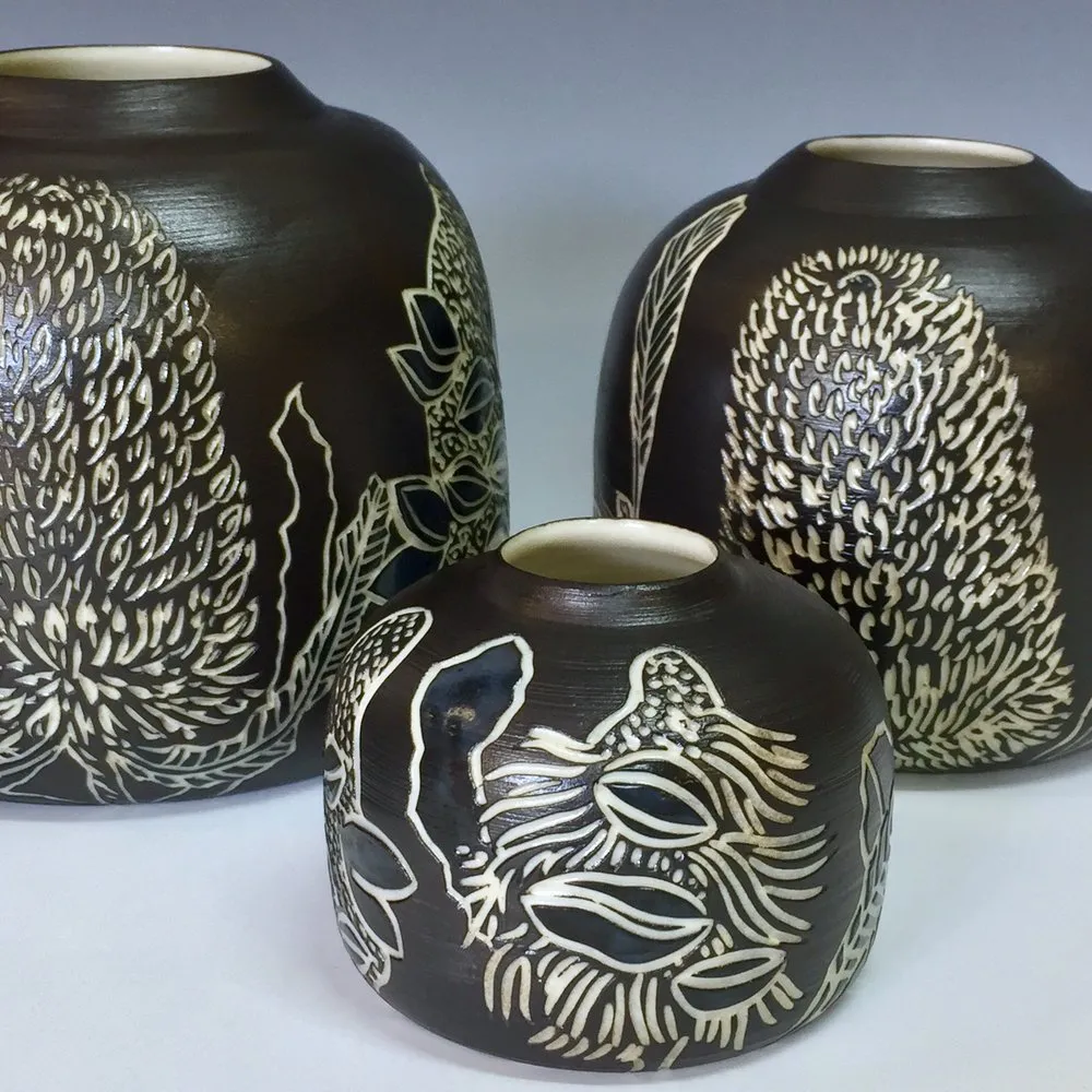 Banksia Black Vase