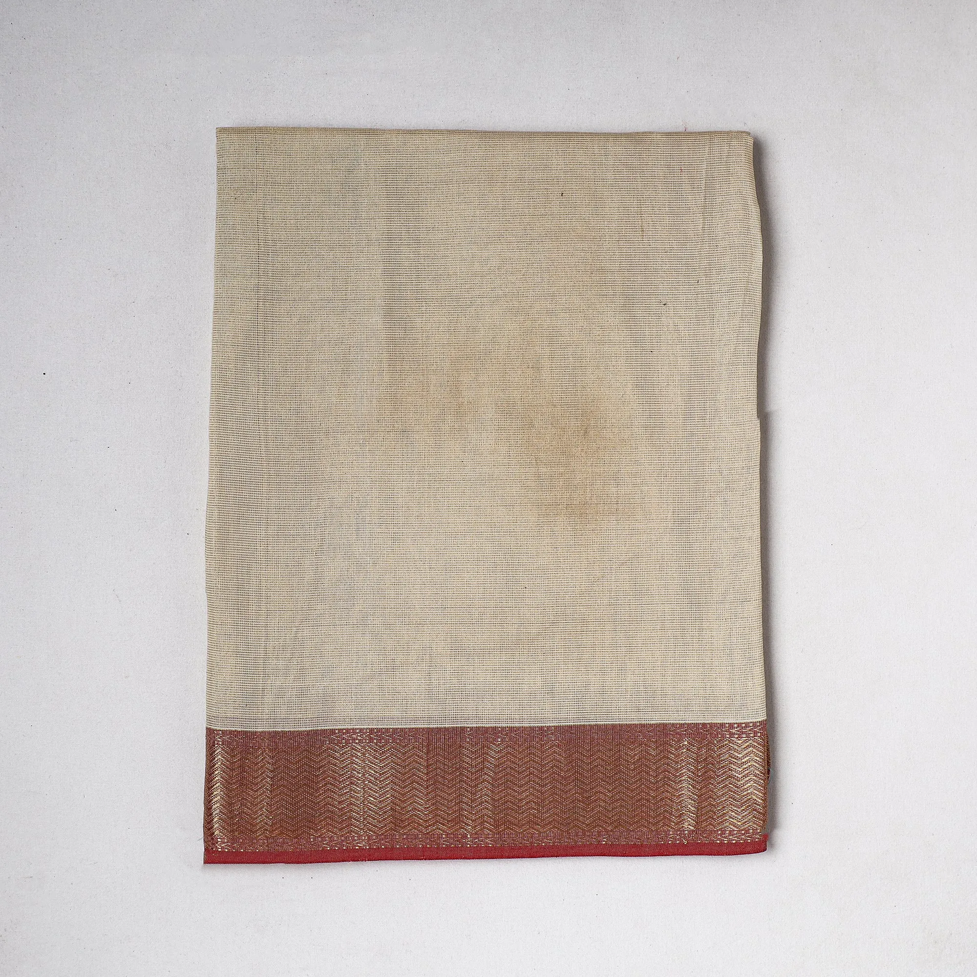 Beige - Traditional Chanderi Silk Handloom Precut Fabric (1.3 meter)