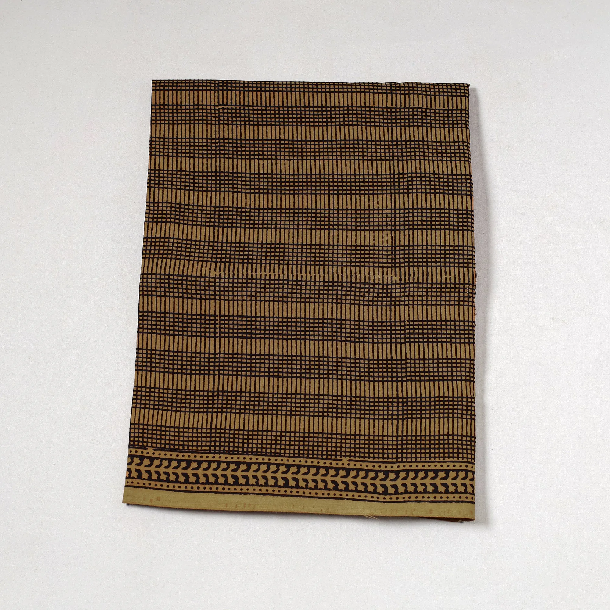 Brown - Bagh Block Printed Cotton Precut Fabric (1 Meter) 42