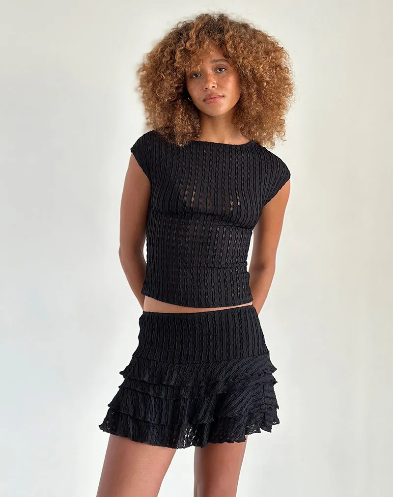 Carlota Mini Skirt In Crinkle Jet Black