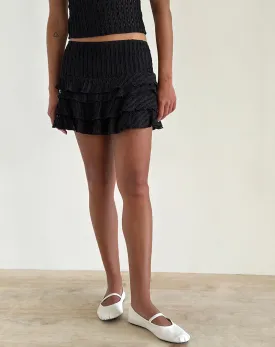 Carlota Mini Skirt In Crinkle Jet Black