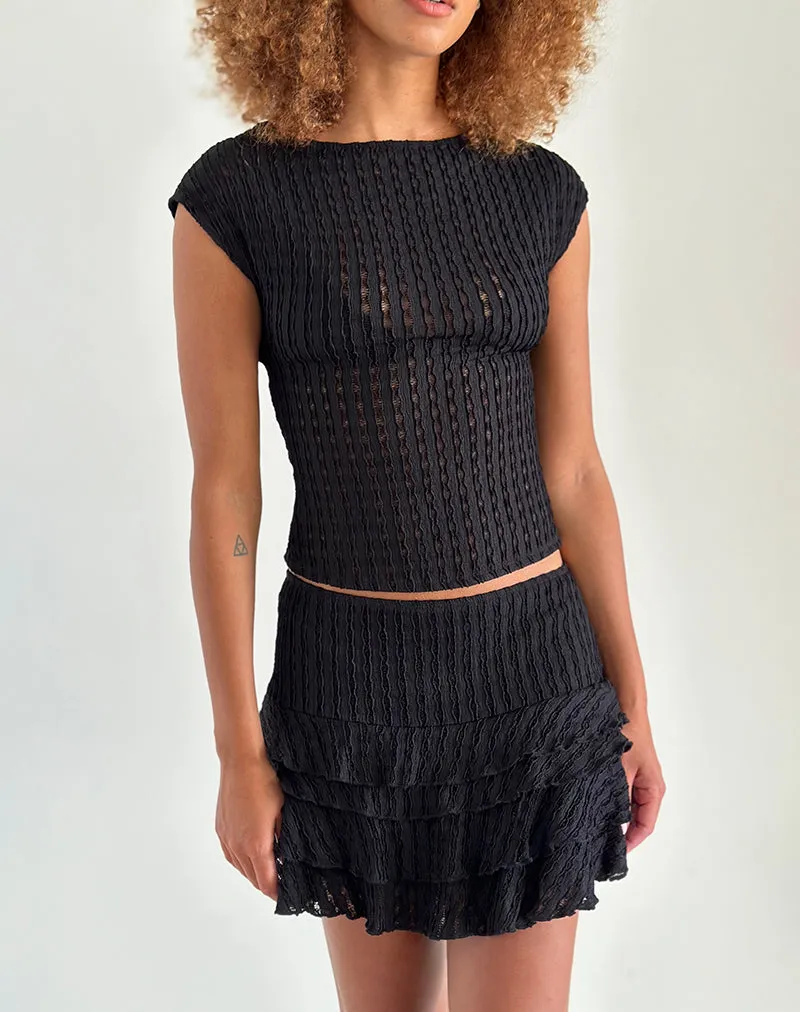 Carlota Mini Skirt In Crinkle Jet Black