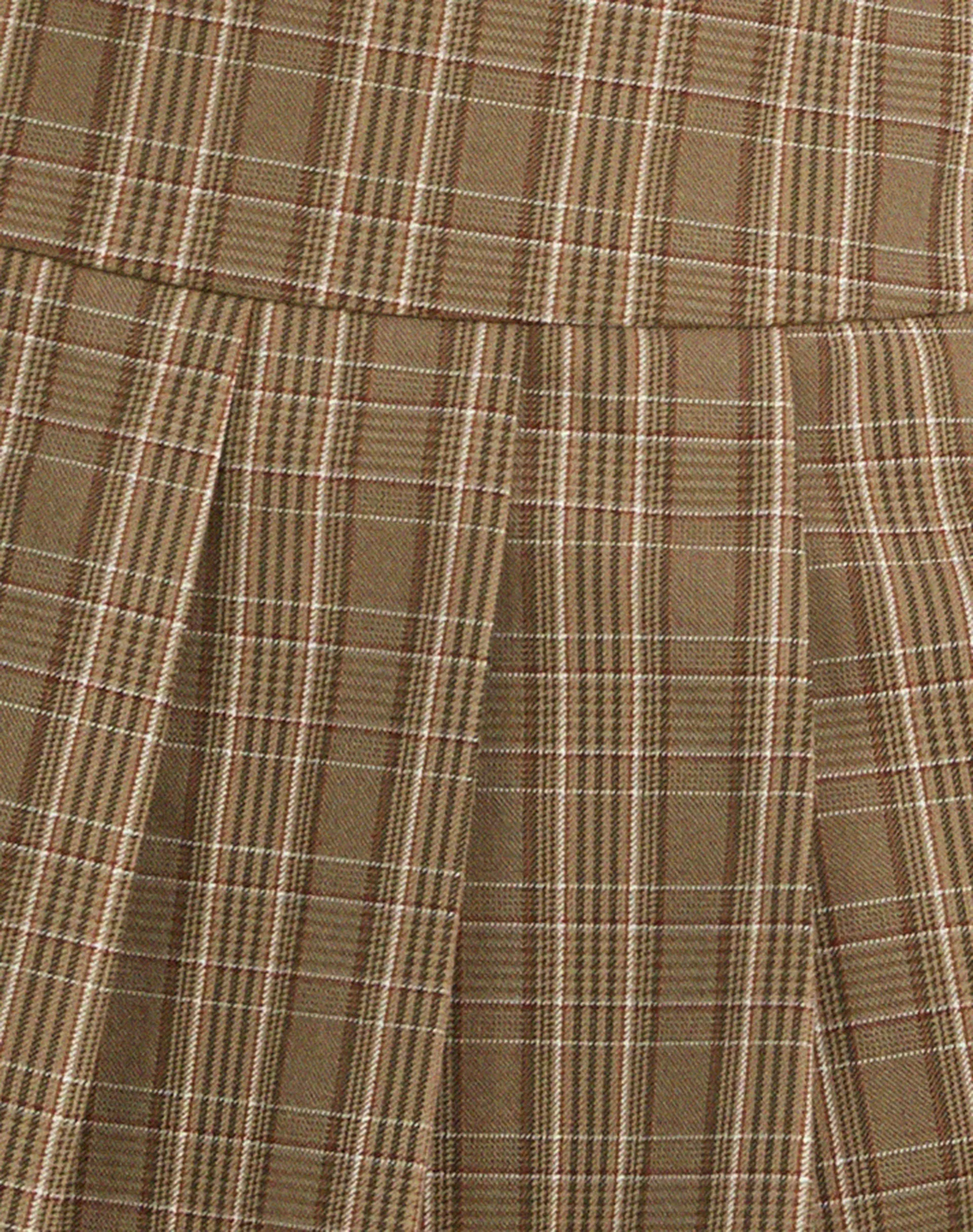 Casini Pleated Micro Skirt in Check Brown