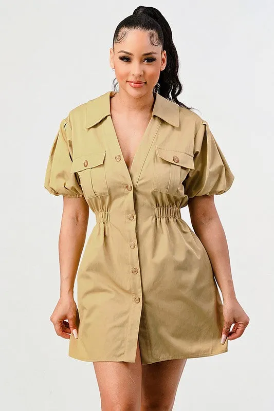 Casual but trendy safari mini dress