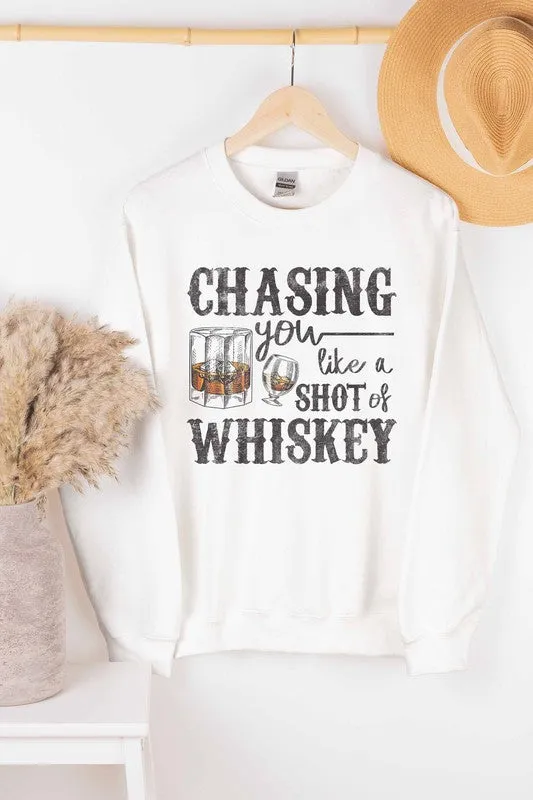 CHASING WHISKEY GRAPHIC SWEATSHIRT PLUS SIZE