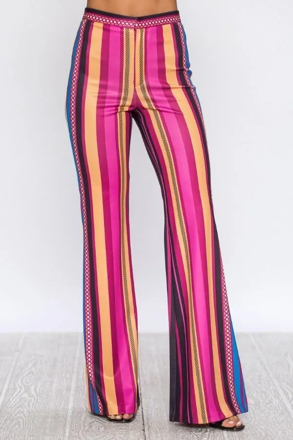 Demi Flare Scuba Multi-Colored Strip Print Pant