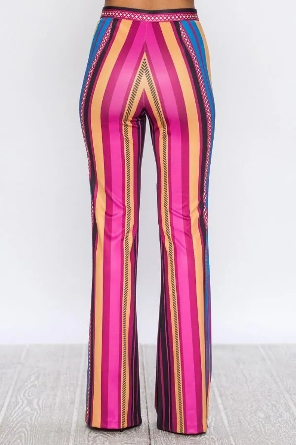 Demi Flare Scuba Multi-Colored Strip Print Pant