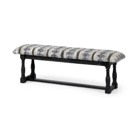 Denison Bench Woven Leather | Black Wood