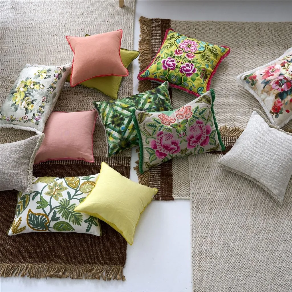 Designers Guild Foglia Decorativa Moss Cotton Decorative Pillow