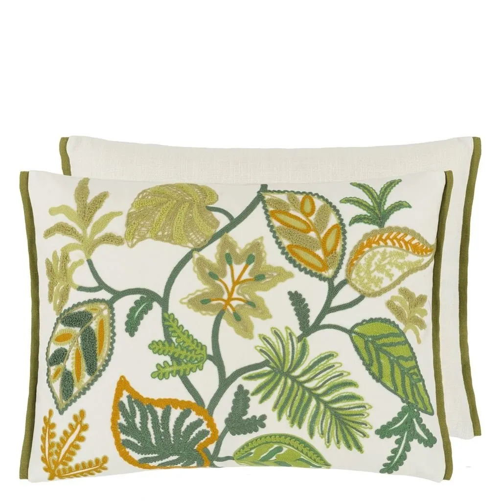 Designers Guild Foglia Decorativa Moss Cotton Decorative Pillow