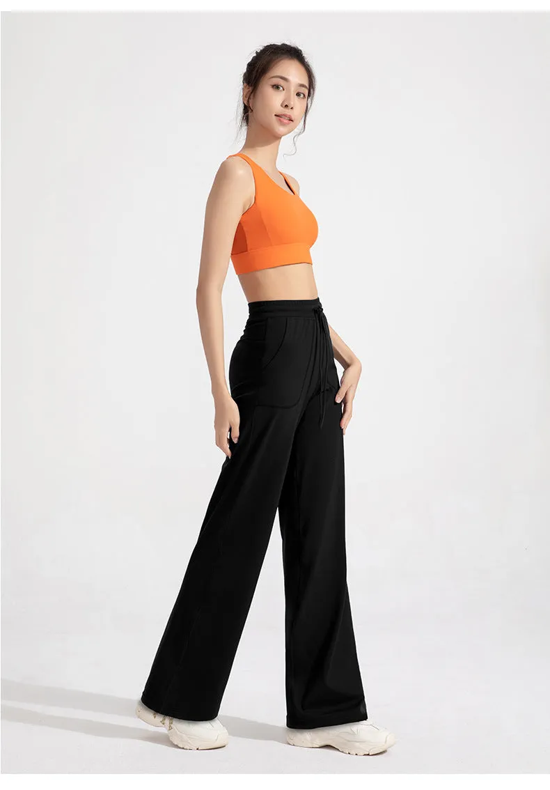 High Quality Fashion New Anti - bacterial Straight Pants Women High Waist Loose Thin Pocket Wide Leg Yoga Pants