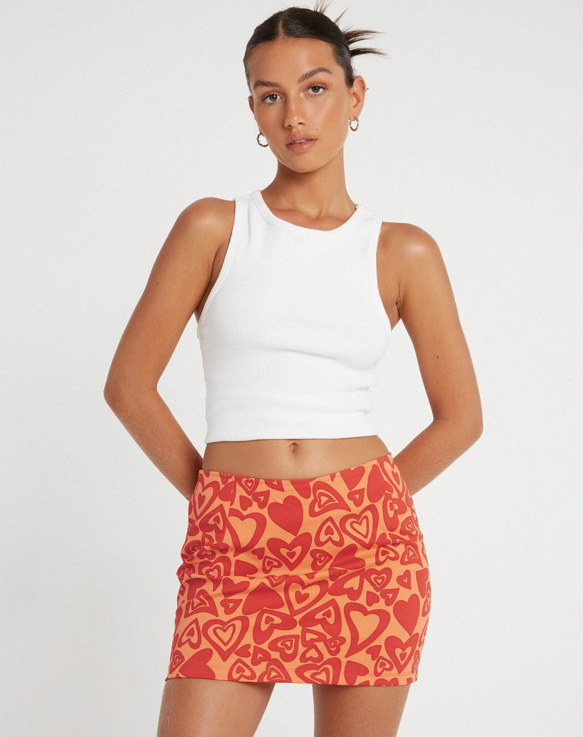 Ima Mini Skirt in Retro Heart Orange