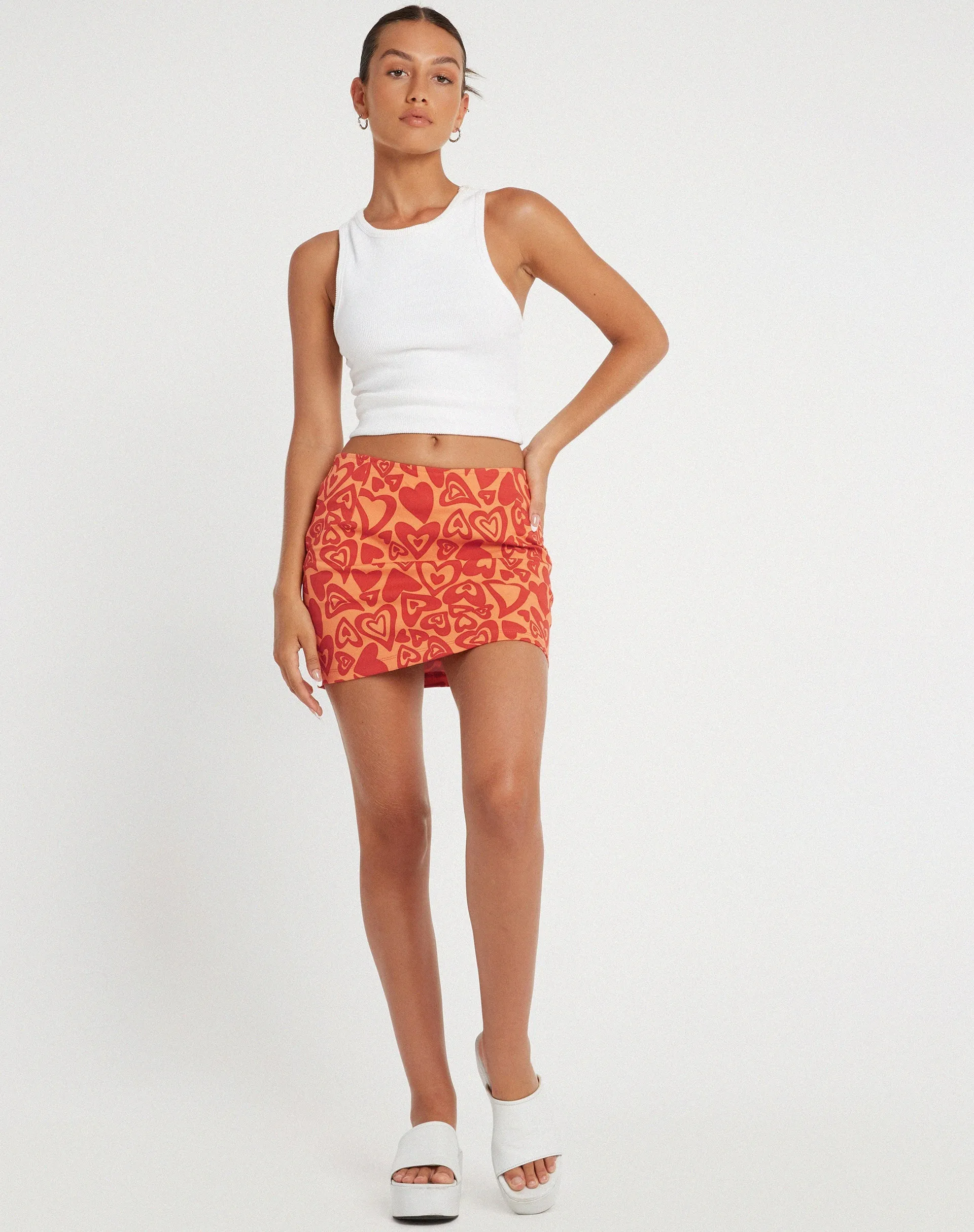 Ima Mini Skirt in Retro Heart Orange