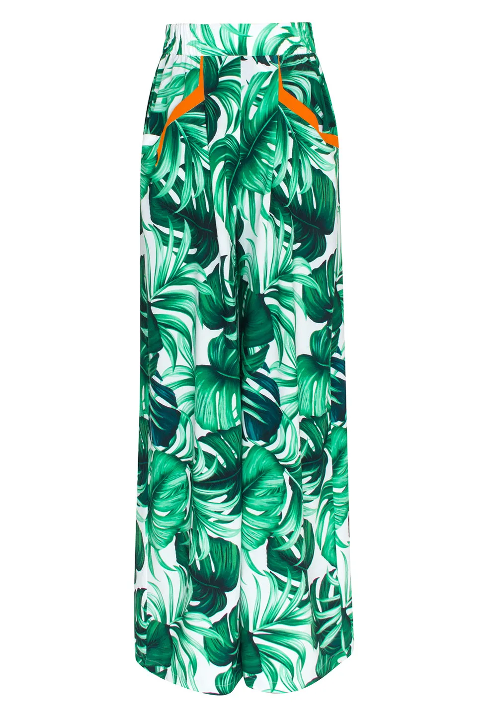 Jungle - Monstera White / Green Pants (Neon Orange)