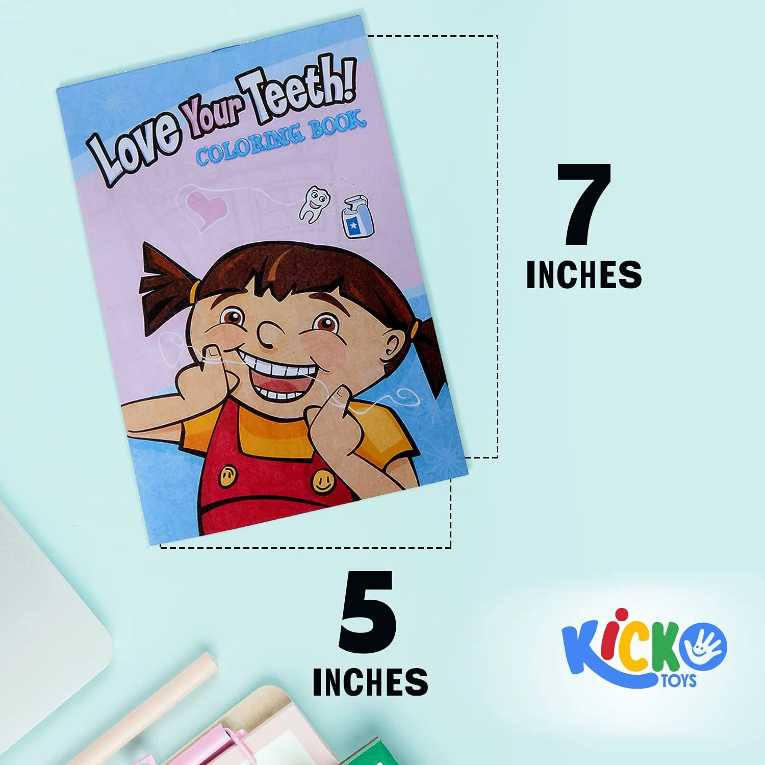 Kicko 5 X 7 Inch Coloring Book - 12 Pieces of Dental Activity Sheets - Perfect