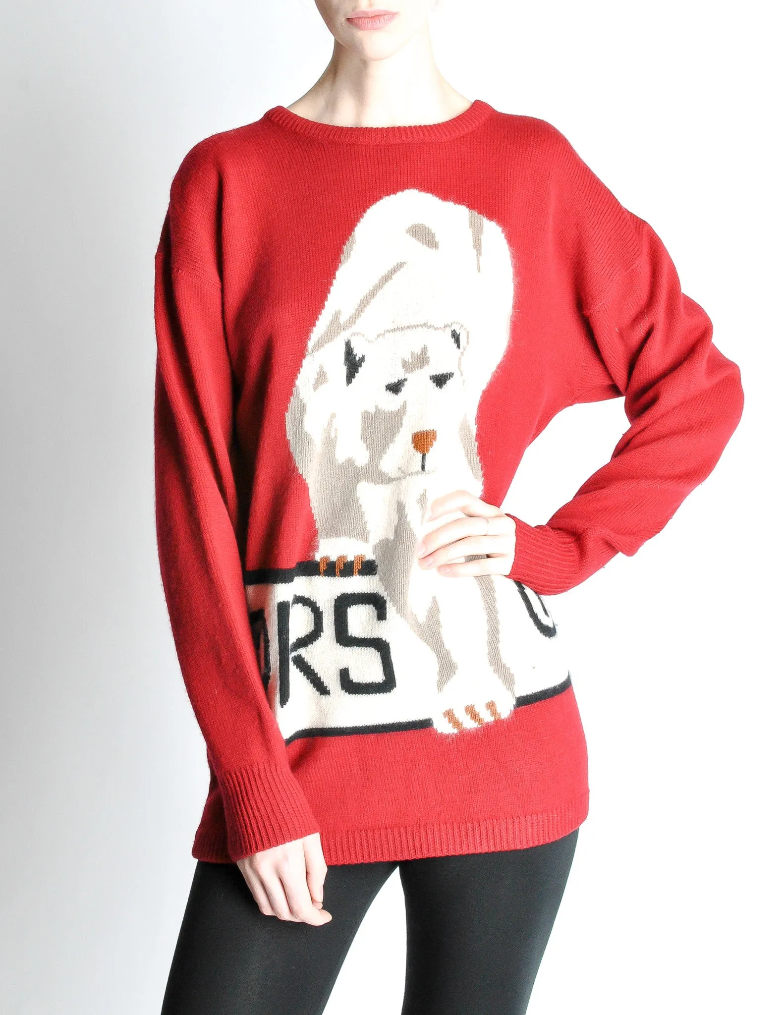 Krizia Vintage Red Orso Polar Bear Sweater