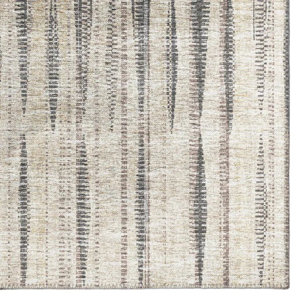 Large Modern Beige Contemporary Striped 8' x 10' Area Rug