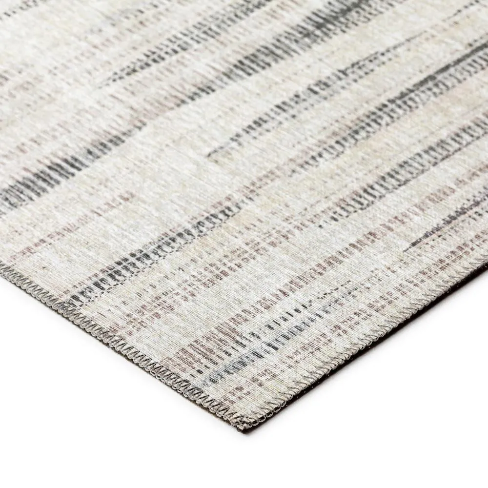 Large Modern Beige Contemporary Striped 8' x 10' Area Rug