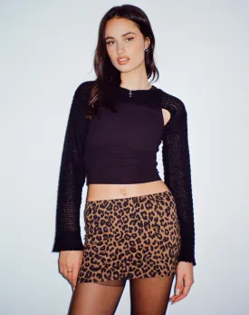 Lidya Mini Skirt in Leopard Daze Brown