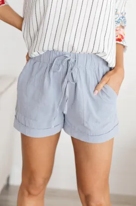 Lightweight and Linen Shorts in Baby Blue