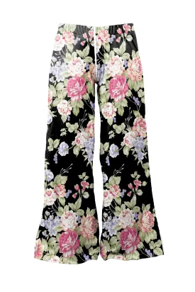 Loungewear Black & Pink Roses (UK Size 8-14)