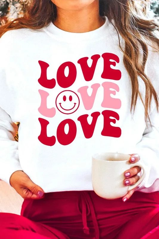 LOVE SMILEY VALENTINE GRAPHIC SWEATSHIRT