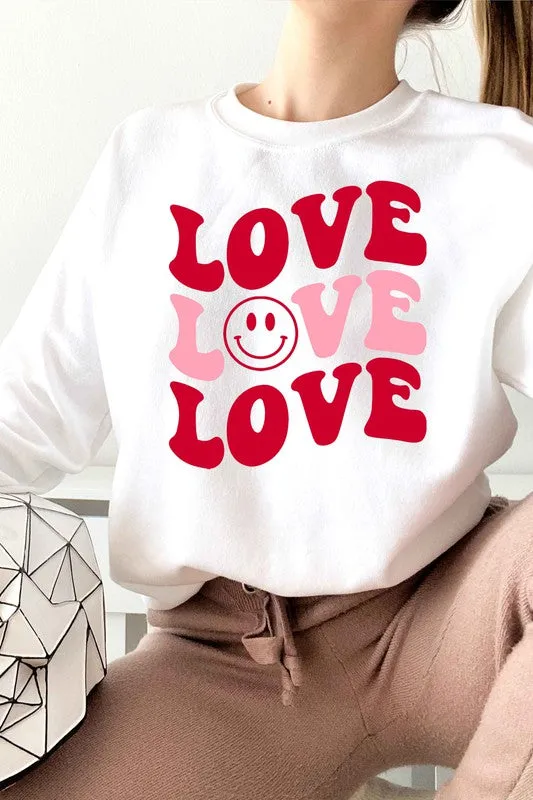 LOVE SMILEY VALENTINE GRAPHIC SWEATSHIRT