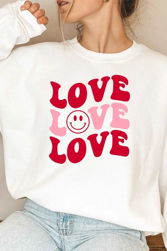 LOVE SMILEY VALENTINE GRAPHIC SWEATSHIRT