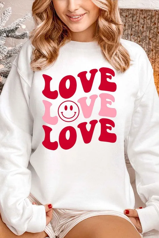 LOVE SMILEY VALENTINE GRAPHIC SWEATSHIRT