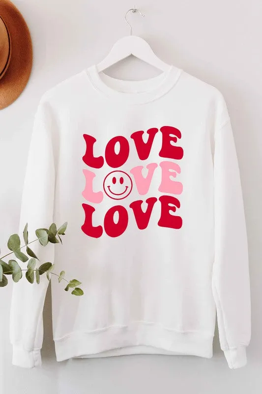 LOVE SMILEY VALENTINE GRAPHIC SWEATSHIRT