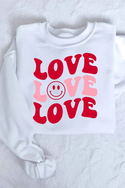 LOVE SMILEY VALENTINE GRAPHIC SWEATSHIRT