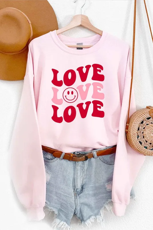 LOVE SMILEY VALENTINE GRAPHIC SWEATSHIRT