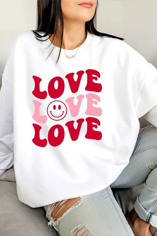 LOVE SMILEY VALENTINE GRAPHIC SWEATSHIRT