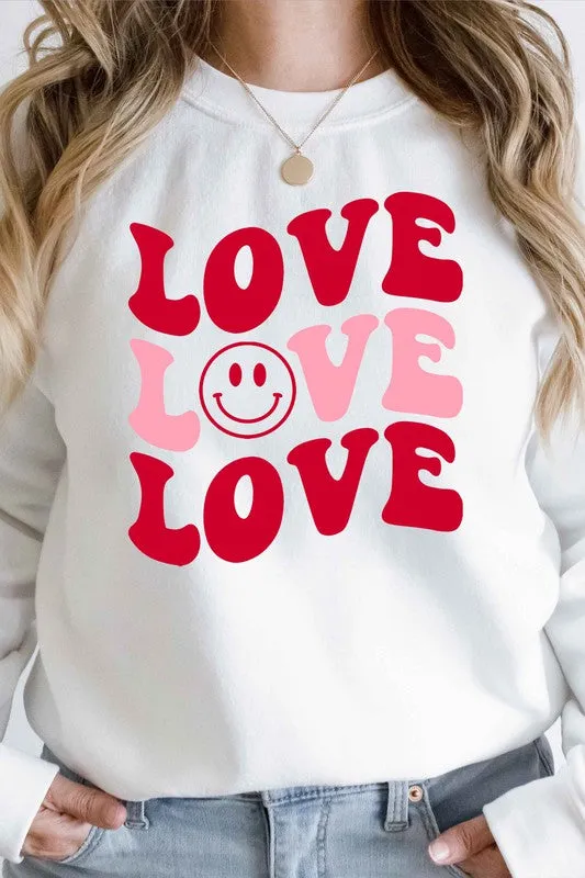 LOVE SMILEY VALENTINE GRAPHIC SWEATSHIRT