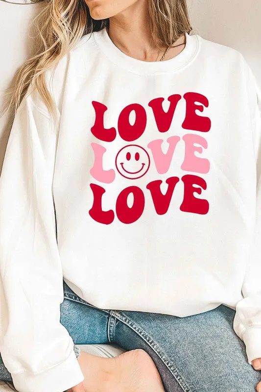 LOVE SMILEY VALENTINE GRAPHIC SWEATSHIRT