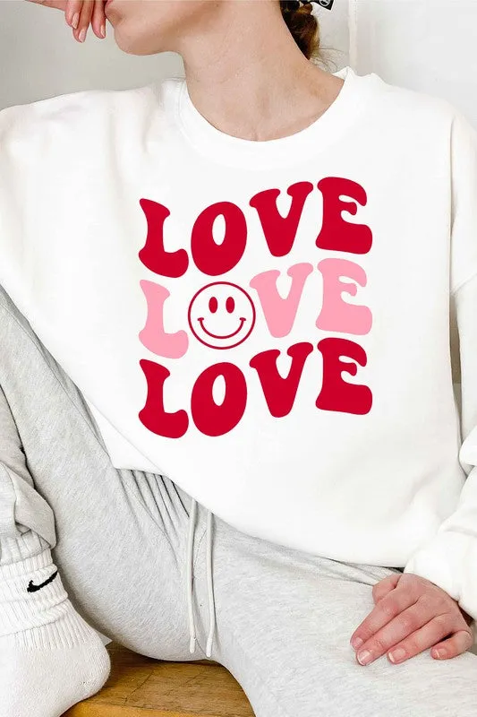 LOVE SMILEY VALENTINE GRAPHIC SWEATSHIRT