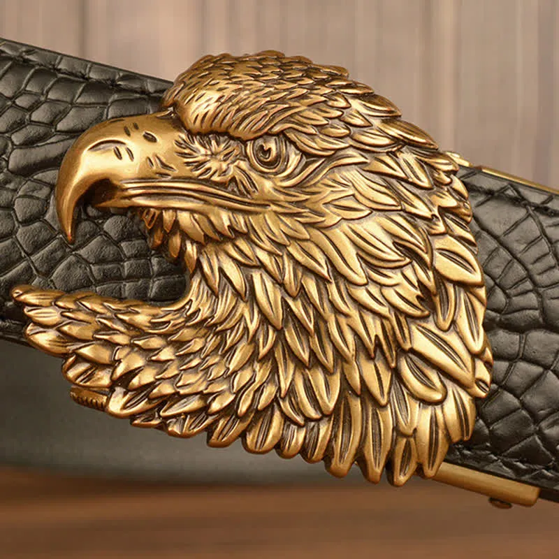 Men's Eagle Cool Alligator Claw Pattern Leather Belt