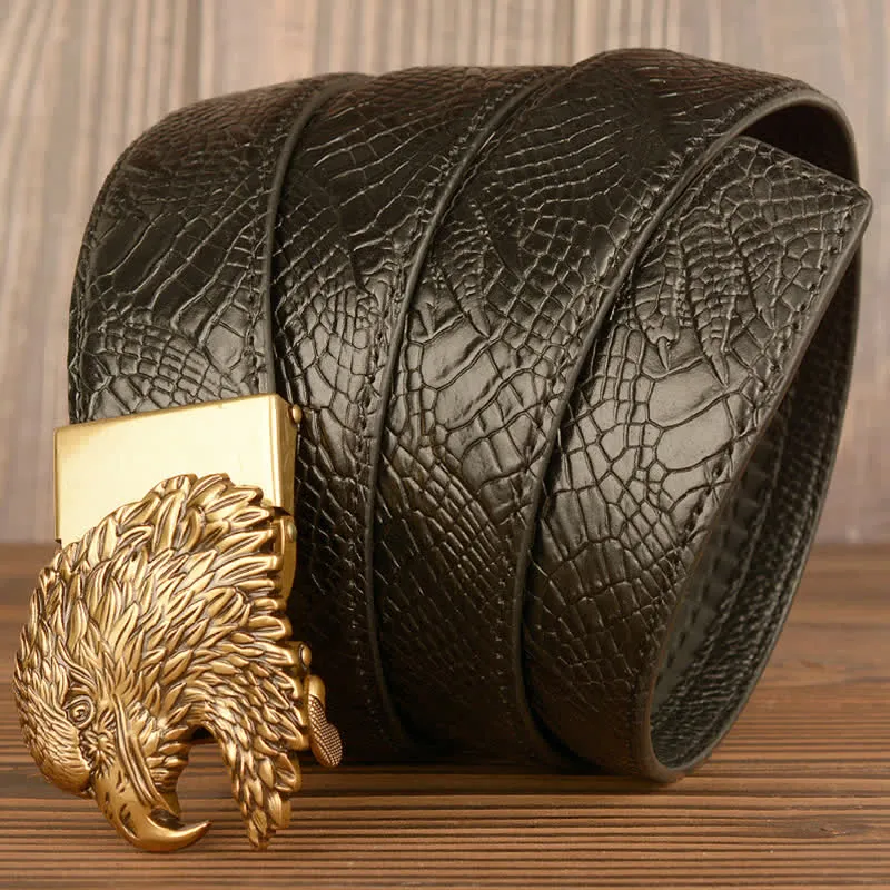 Men's Eagle Cool Alligator Claw Pattern Leather Belt