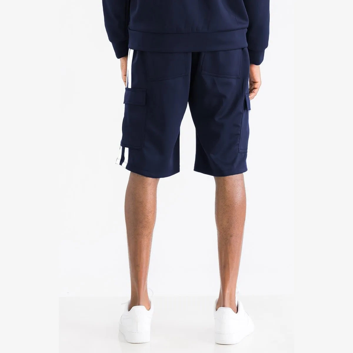 Navy & White Cargo Pocket Track Shorts