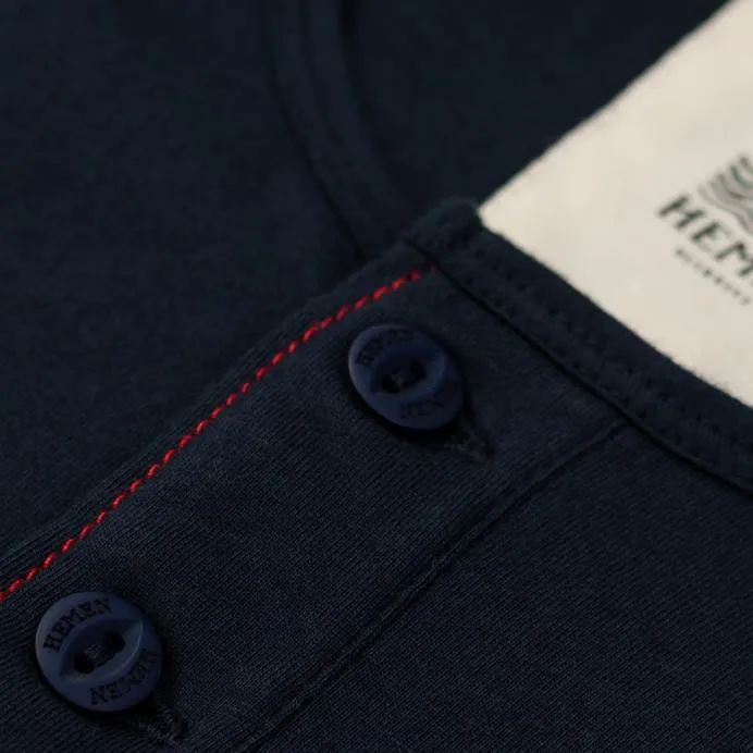 NIKO | Organic Long Sleeve Henley | Deep Marine