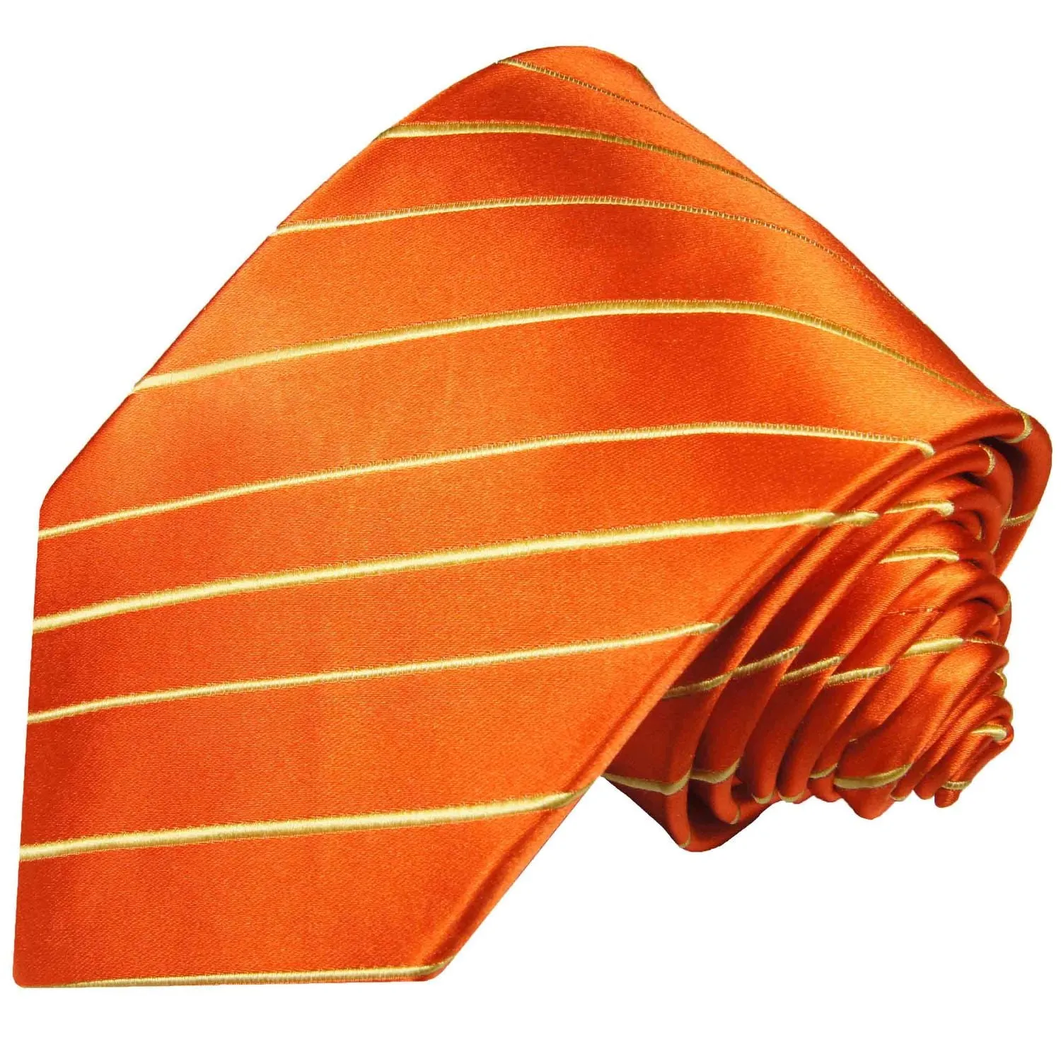 Orange Striped Silk Necktie Set