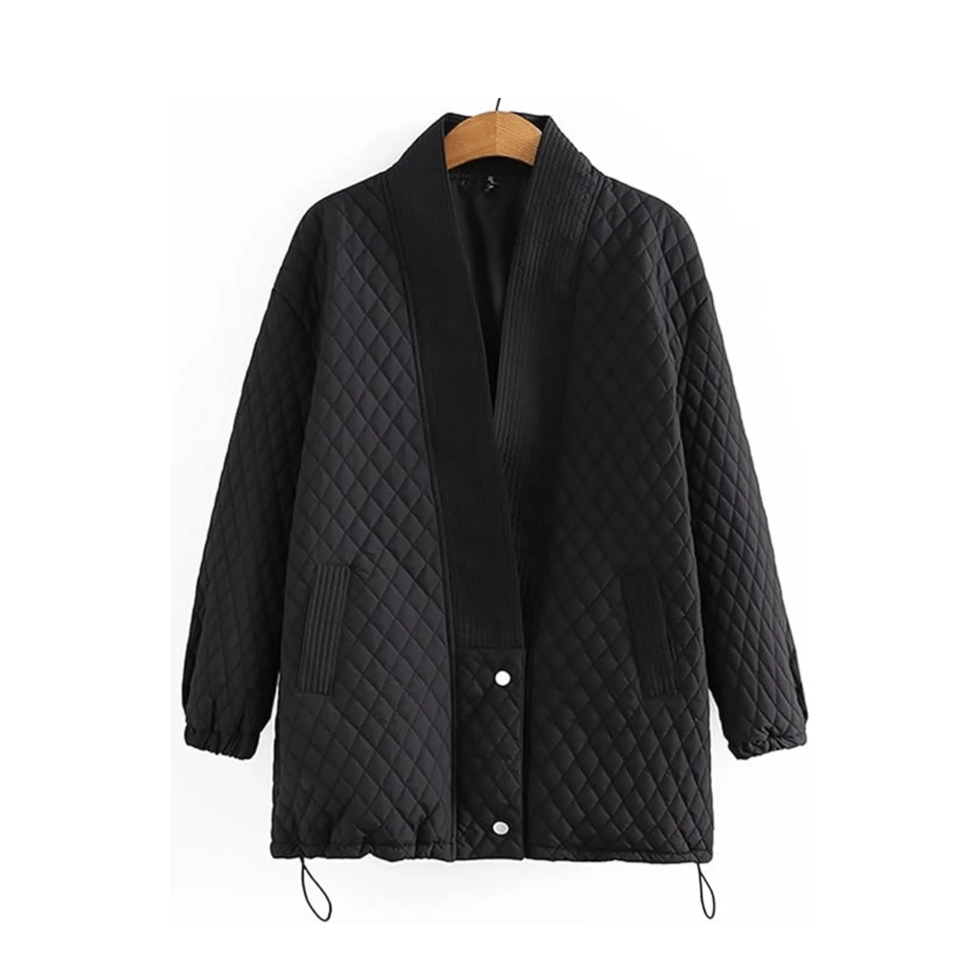 Pre Order:  Quilted Sash Lapel Drawstring Jacket