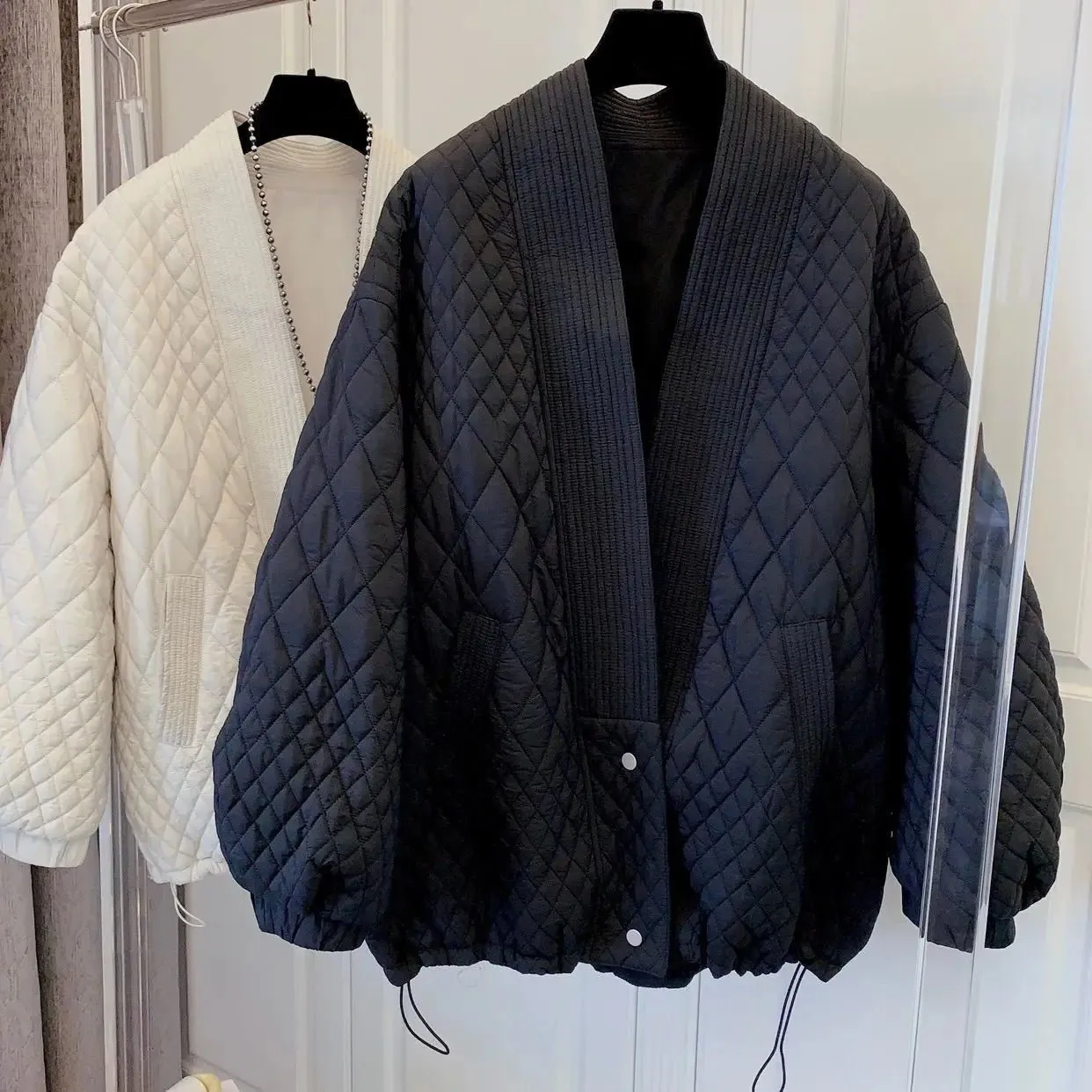 Pre Order:  Quilted Sash Lapel Drawstring Jacket