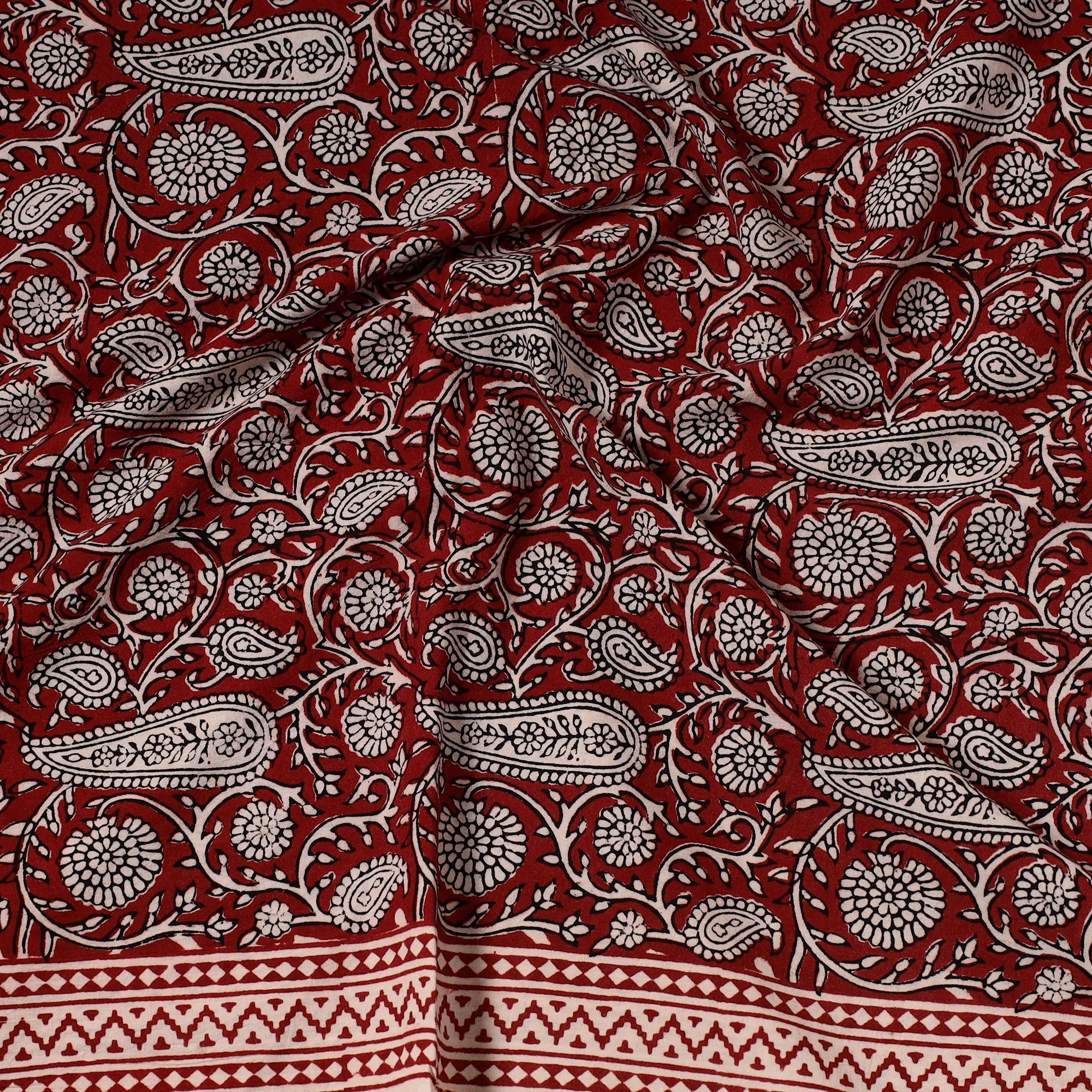 Red - Bagh Block Printed Cotton Precut Fabric (1.8 Meter) 59