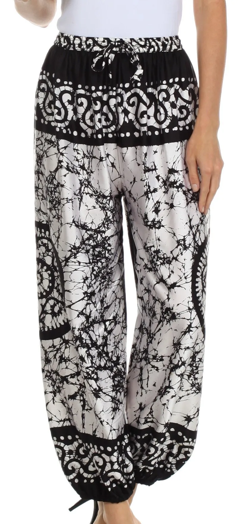 Sakkas Sephora Wide Leg Silky Harem Pants